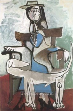 Jacqueline et le chien afgano 1959 Cubismo Pinturas al óleo